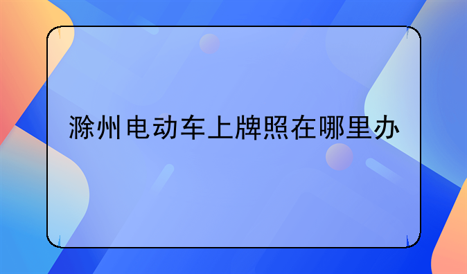 滁州电动车上牌照在哪里办