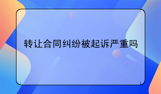 转让合同纠纷被起诉严重吗